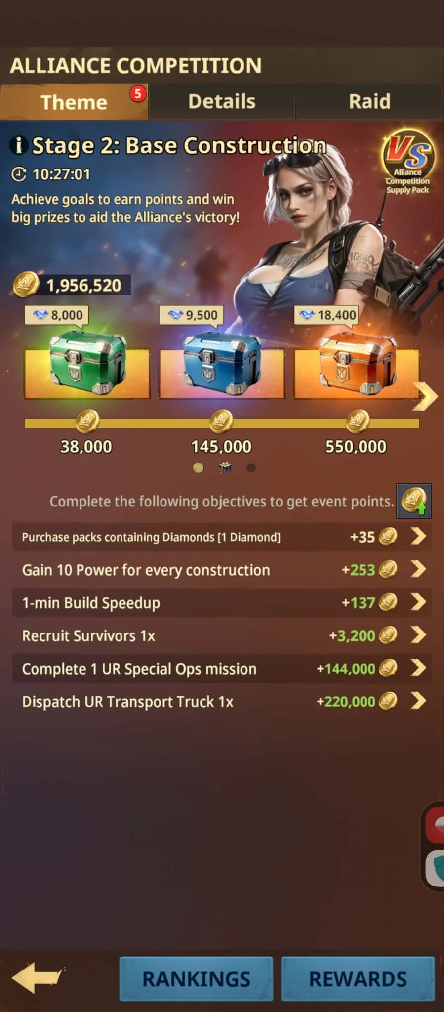 Base Construction scoring objectives and example point values